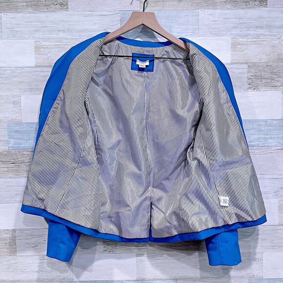 J CREW Schoolboy Blazer Royal Blue Stretch Wool Blend Gold Button Womens 10 - Picture 4 of 7